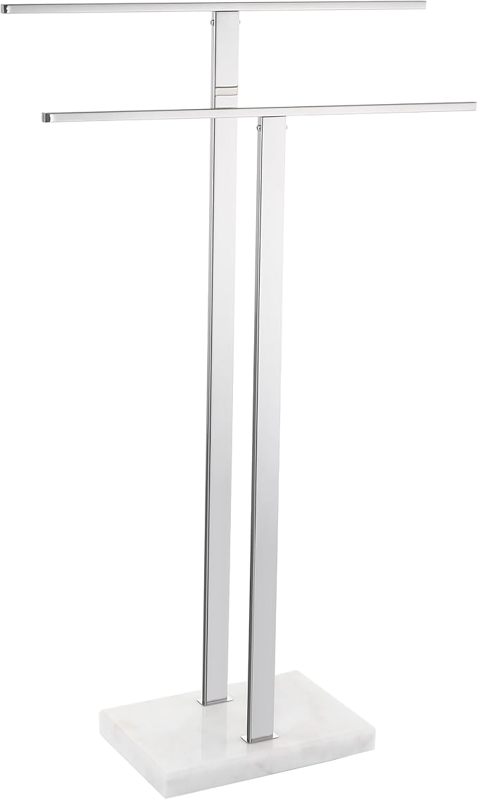 KES Standing Towel Rack for Bathroom with Marble Base, 2-Tier Towel Rack Stand for Floor, SUS304 Stainless Steel Polished Finish, BTH217