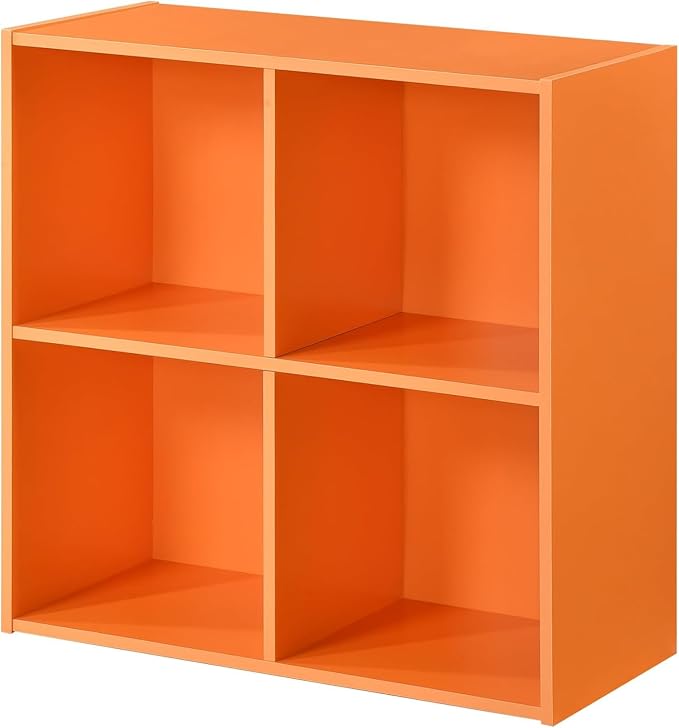 KB Designs - Orange 4 Cube Storage Organizer Book Shelf, Toy Storage Organizer for Nursery, Kids Room, Playroom and Bedroom