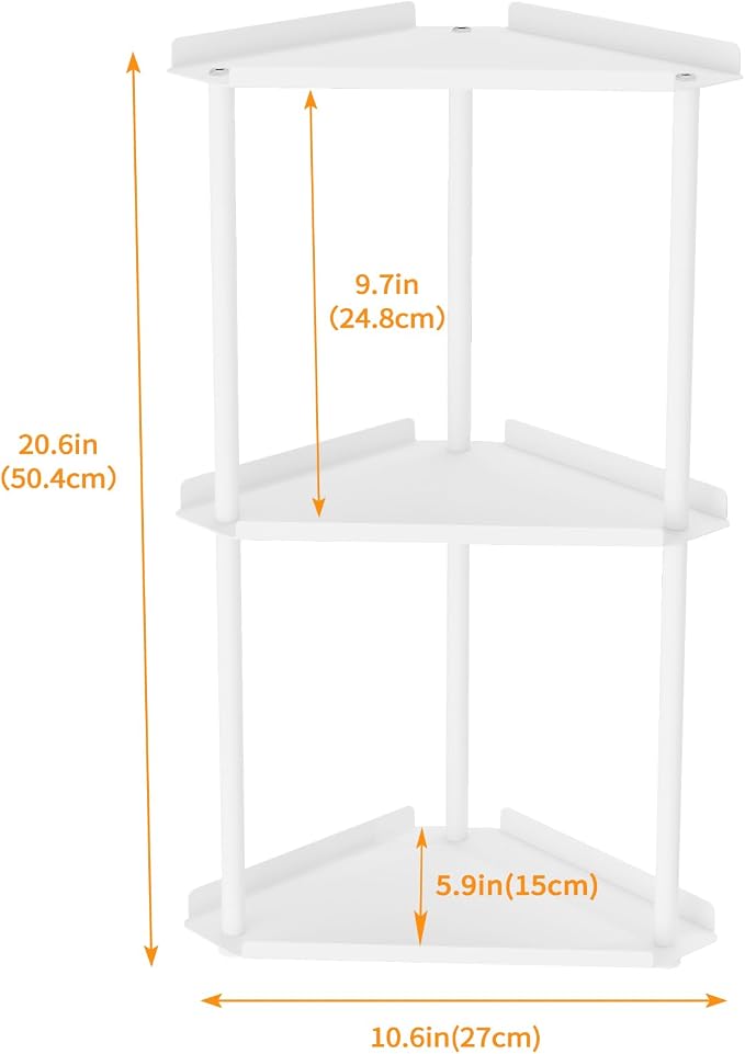Jesginboo 3 Tier Bathroom Counter Organizer, Vanity Organizer Corner Shelf | Skincare, Makeup Countertop Organizers, Kitchen, Bathroom Counter Storage, White