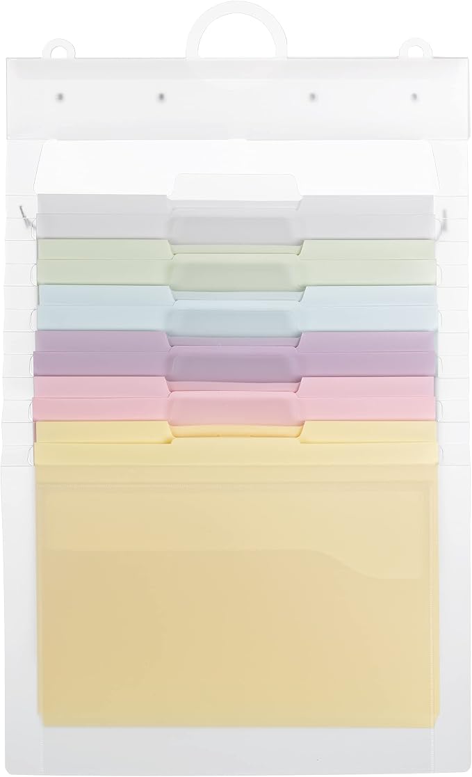 SMEAD Cascading Wall Organizer Gen 2, 6 Pockets, Letter Size, Pastel (92064) (Pack of 12)