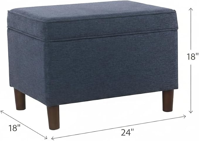 Spatial Order Home Decor | Dinah Collection Modern Storage Ottoman | Ottoman with Storage for Living Room & Bedroom (Navy)