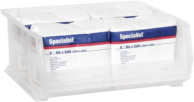 Akro-Mils 30250 AkroBins Plastic Storage Bins, 15"x16"x7", Clear, 6-Pack | Space-Saving Stackable Bins for Garage, Pantry, Craft Organization