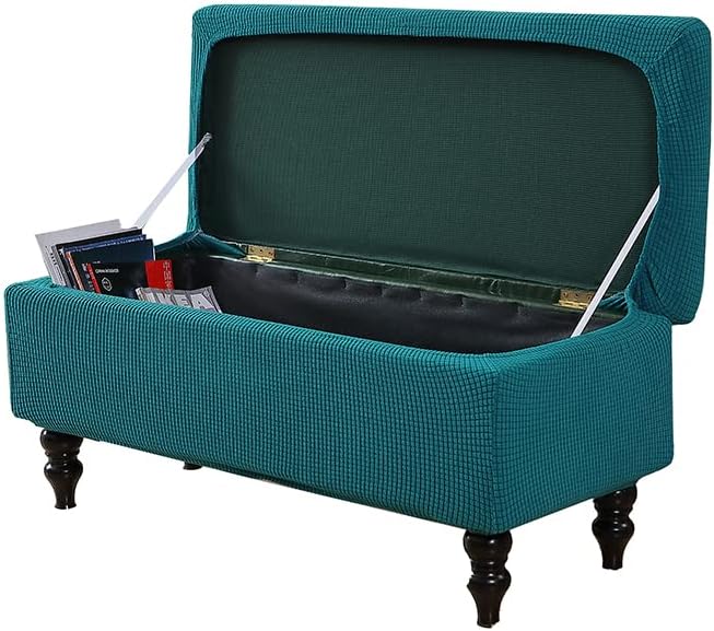 FUANGUI Ottoman Cover Slipcovers Rectangular Folding Stretch | Storage Bench Footrest Sofa Stool Covers Footstool Protector with Elastic Bottom, Removable Washable,Large