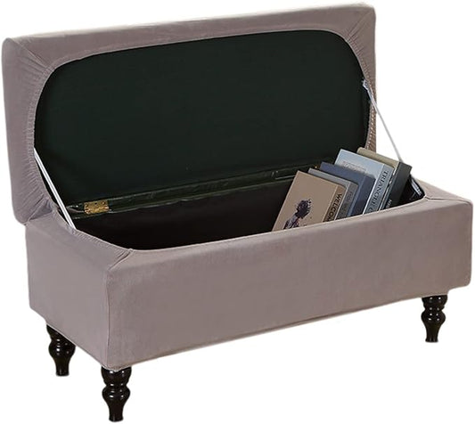 FUANGUI Ottoman Cover Slipcovers Rectangular Folding Stretch | Storage Bench Footrest Sofa Stool Covers Footstool Protector with Elastic Bottom, Removable Washable,Medium