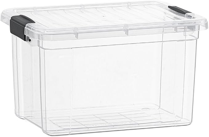 Superio Clear Storage Box with Lid, 49 Quart Plastic Container Bins for Organizing, Stackable Crates, BPA Free, Non Toxic, Odor Free, Organizers for Home, Office, School, and Dorm