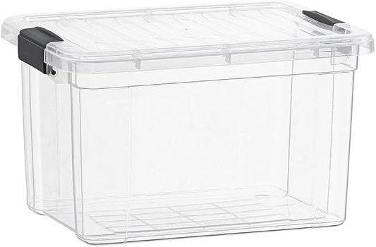Superio Clear Storage Box with Lid, 49 Quart Plastic Container Bins for Organizing, Stackable Crates, BPA Free, Non Toxic, Odor Free, Organizers for Home, Office, School, and Dorm