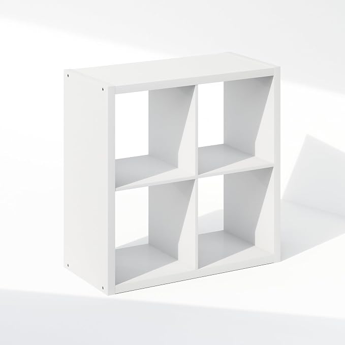 Furinno Cubic Extra Thick 4-Cube Closet Organizers and Storage, White | 14.6 x 30 x 30 in, Open Shelf Closet Storage, Closet Organizer, for Wardrobe, Bedroom, Living Room