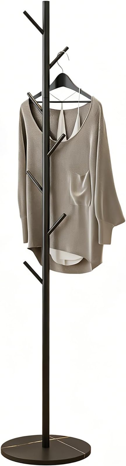 Coat rack freestanding，Coat tree Marble base metal coat rack jacket coat bag perchero heavy duty coat rack Available for hall office entryway black coat rack (black)