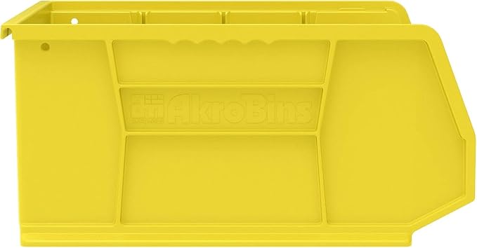 Akro-Mils 30250 AkroBins Plastic Storage Bins, 15"x16"x7", Yellow, 6-Pack | Space-Saving Stackable Bins for Garage, Pantry, Craft Organization