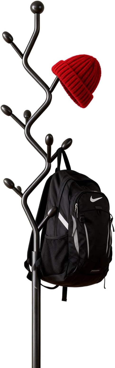 Coat Rack Freestanding Metal Tree Coat Rack Stand with Hooks, Modern Standing Hat Rack for Entryway Hallway Bedroom Office (black)