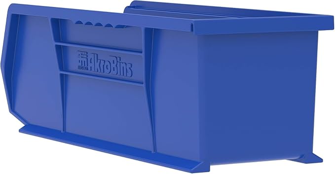 Akro-Mils 30234 AkroBins Plastic Storage Bins, 15"x5"x5", Blue, 12-Pack | Space-Saving Stackable Bins for Garage, Pantry, Craft Organization