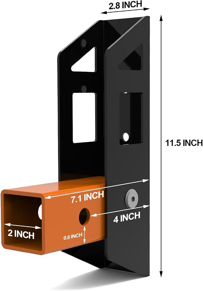 Hitch Wall Mount 2 in Receiver, Max Hold up to 350LBS, Bike and Cargo Rack Organizer, Trailer Hitch Receiver Hitch Bicycle Ski Rack Storage, Foldable Hanging Garage Organizer