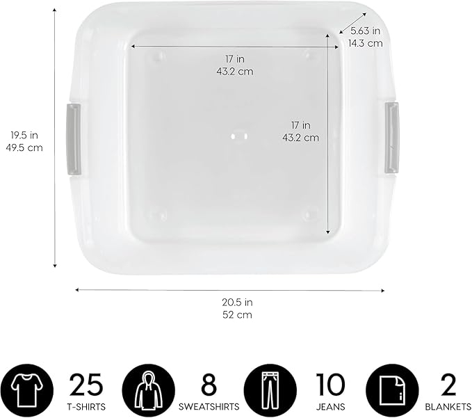 IRIS USA 3-Pack, 33 Qt. Under Bed Storage Bin with Lids, Clear | Store seasonal clothing, shoes, blankets, linens and household essentials neatly under beds to maximize storage space