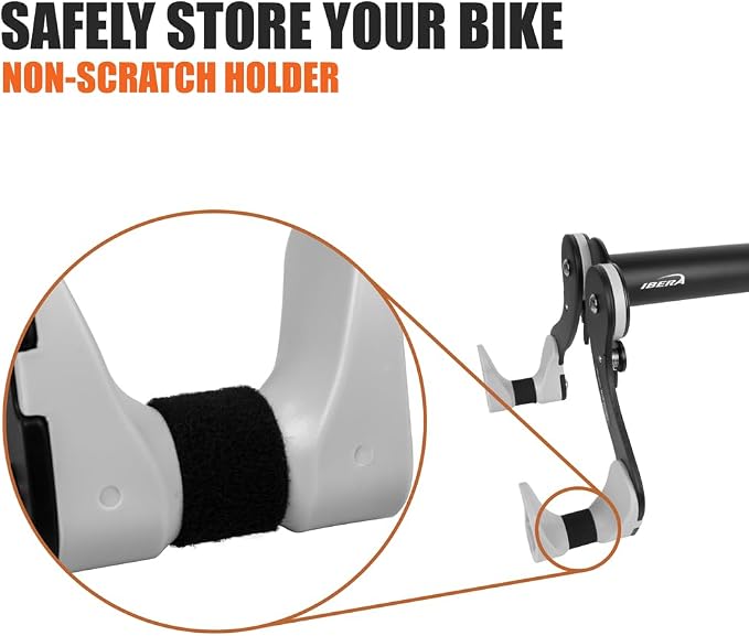 Ibera Bike Wall Mount - Adjustable Frame Holder & Soft Rubber Cradles - Garage Bike Rack for Road, MTB, Kids, Hybrid Bikes - Easy Installation & Space-Saving Design