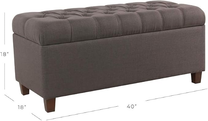 HomePop Ainsley 40" Storage Ottoman Bench - Charcoal Gray