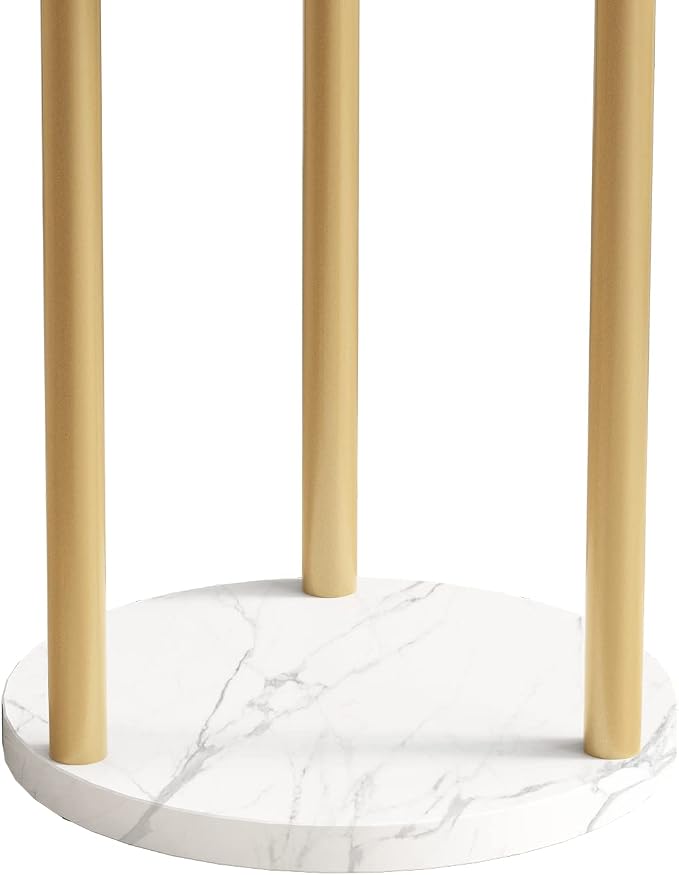 DOORXIFO Metal Gold Coat Racks Freestanding, Coat Hanger Stand, Hall Tree Rack for Hanging Hats, Scarves, Bags, Modern Coat Rack with Double Shelves, Corner Coat Rack, 9 Hooks, Gold