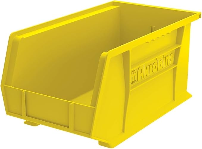 Akro-Mils 30240 AkroBins Plastic Storage Bins, 15"x8"x7", Yellow, 12-Pack | Space-Saving Stackable Bins for Garage, Pantry, Craft Organization