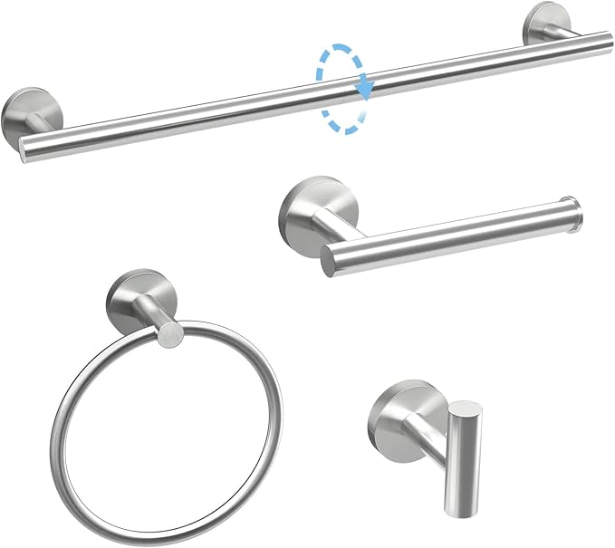 Luxbaro 24 Inch Bathroom Hardware Set, Thicken, 4-Piece, Brushed Nickel | Modern Towel Bar Set, Wall Mounted Towel Racks for Bathroom, Durable SUS304 Stainless Steel Bathroom Accessories Set