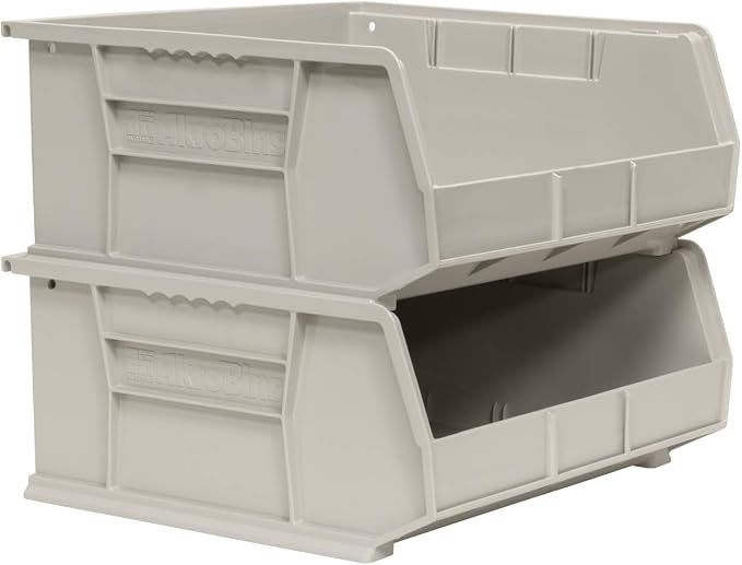 Akro-Mils 30250 AkroBins Plastic Storage Bins, 15"x16"x7", Clear, 6-Pack | Space-Saving Stackable Bins for Garage, Pantry, Craft Organization