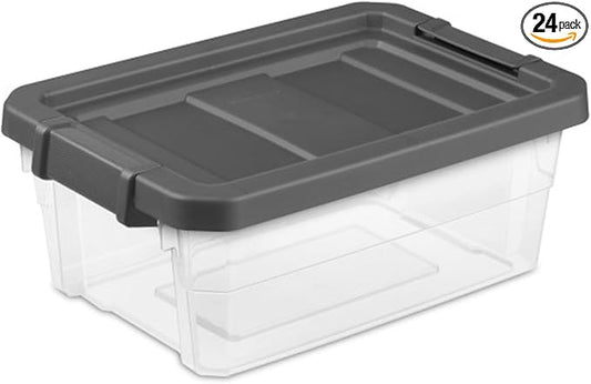 Sterilite Modular Stacker Box with Latching Lid, 16 Quart, 24-Pack | Clear Plastic Storage Bins - Stackable Organizing Container Boxes for Closet, Bathroom, and Office