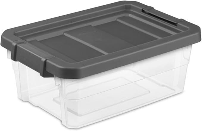 Sterilite Modular Stacker Box with Latching Lid, 16 Quart, 12-Pack | Clear Plastic Storage Bins - Stackable Organizing Container Boxes for Closet, Bathroom, and Office