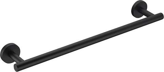 Matte Black SUS304 Stainless Steel Bath Towel Bar Single Bars Towel Rack Rod Classic Wall Mounted Bathroom Towel Holder Toilet Kitchen Towel Shelf Single Layer, 18 inches.