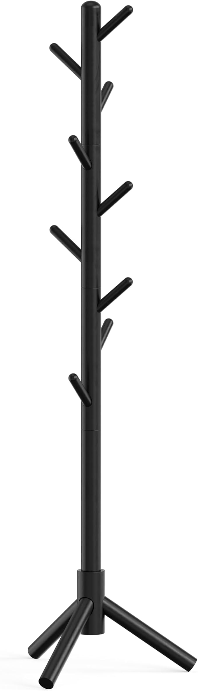 Simple Houseware Wooden Coat Rack Stand, Hall Tree with 9 Hooks, Black | Adjustable Tree Rack for Entryway, Hallway, Bedroom, Office