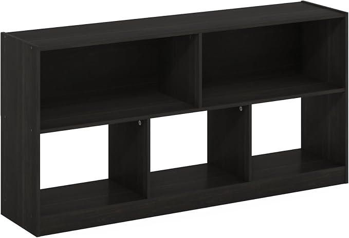 Furinno DALY Book Shelf, 5-Cube Bookshelf, Horizontal Cube Storage Organizer Bookcase, 10.9 x 47.2 x 23.6, for Living Room, Bedroom, Home Office, Espresso