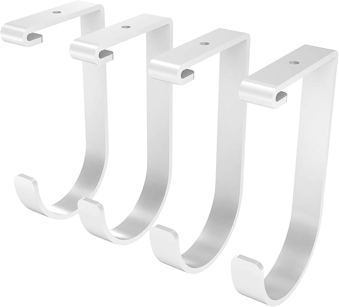 FLEXIMOUNTS 4 Pack Add-On Storage Flat Hooks, White | Accessory for Garage Ceiling Rack and Wall Shelving, Max Weight Capacity up to 50 lbs