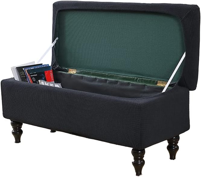 FUANGUI Ottoman Cover Slipcovers Rectangular Folding Stretch | Storage Bench Footrest Sofa Stool Covers Footstool Protector with Elastic Bottom, Removable Washable,Small