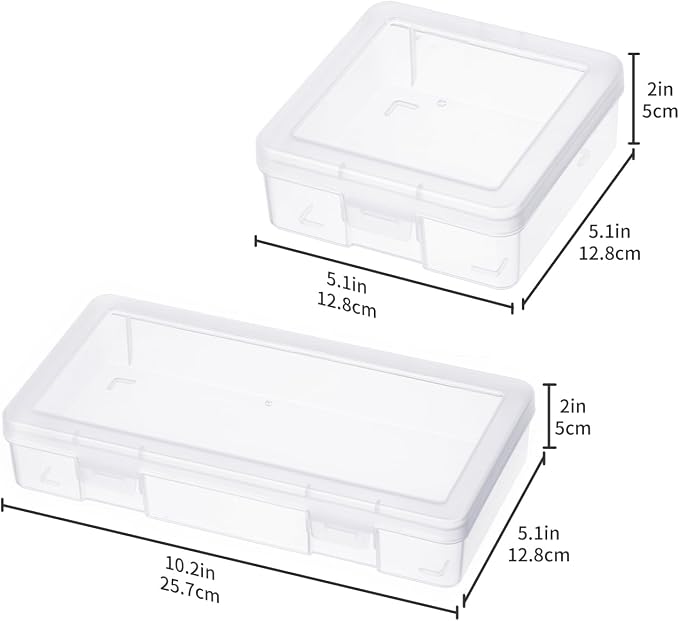 novelinks Clear Pencil Box and Small Plastic Storage Containers with Lids | 6 Pack Small + 6 Pack Medium, Board Game Storage Containers, Task Boxes for Special Education, Balloon Storage Organizer
