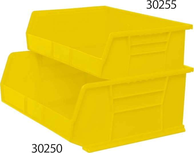 Akro-Mils 30250 AkroBins Plastic Storage Bins, 15"x16"x7", Yellow, 6-Pack | Space-Saving Stackable Bins for Garage, Pantry, Craft Organization