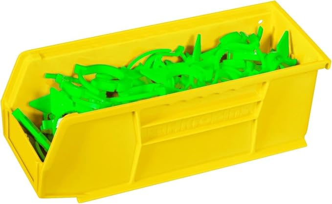 Akro-Mils 30224 AkroBins Plastic Storage Bins, 11"x 4"x 4", Yellow, 12-Pack | Space-Saving Stackable Bins for Garage, Pantry, Craft Organization
