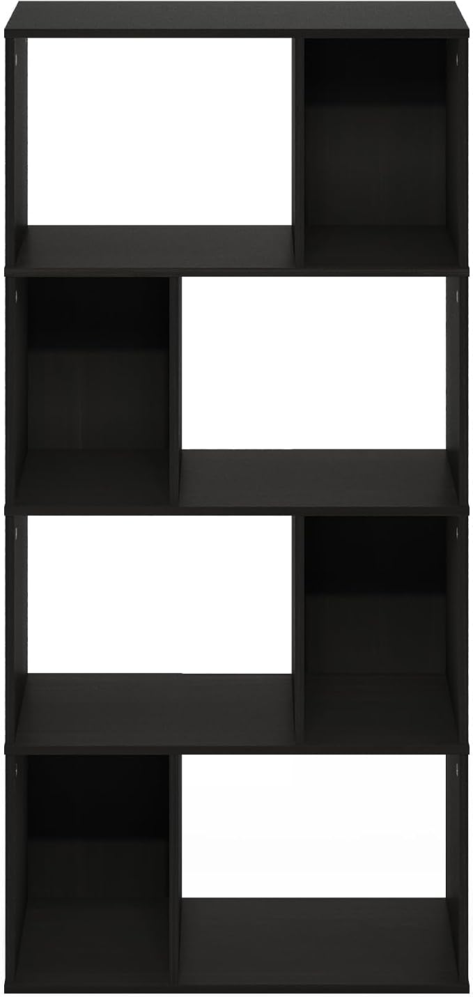Furinno DALY Book Shelf, 8-Cube Bookshelf, Cube Storage Organizer Bookcase with Irregular Compartments, 11.7 x 23.6 x 49, for Living Room, Bedroom, Home Office, Espresso