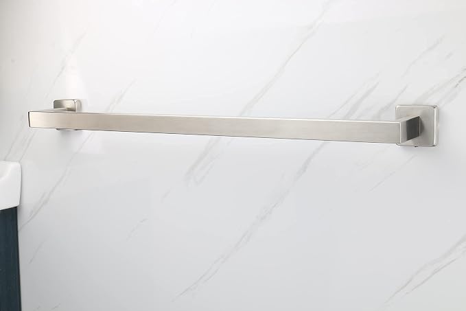 TocTen Bath Towel Rack - Square Base Thicken SUS304 Stainless Steel Towel Bar for Bathroom, Bathroom Accessories Towel Rod Heavy Duty Wall Mounted Towel Holder. (Brushed Nickel, 30)