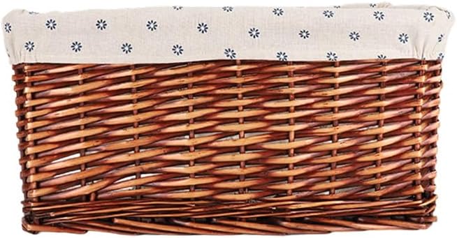Wicker with lining storage basket, suitable for shelves, kitchen, bathroom. (Medium)