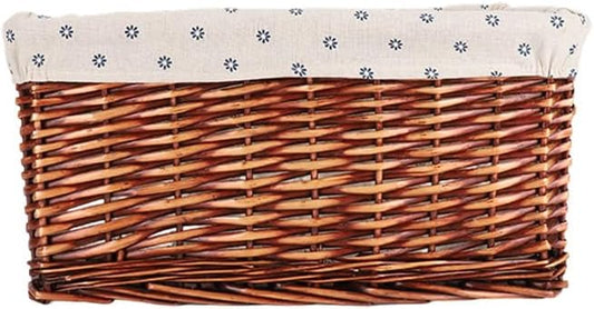 Wicker with lining storage basket, suitable for shelves, kitchen, bathroom. (Medium)
