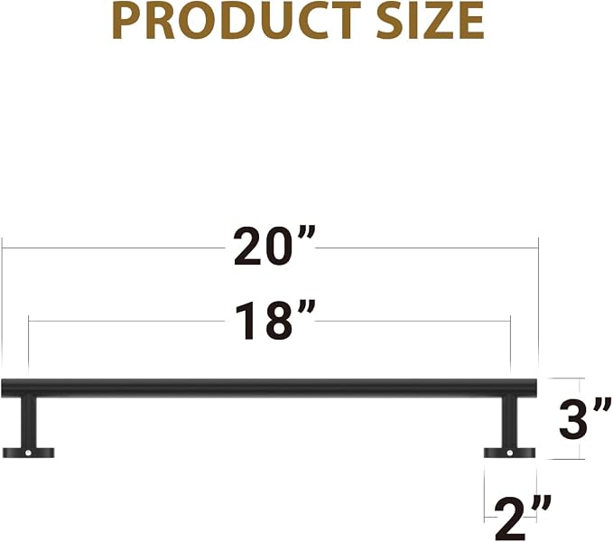 Luxbaro 2 Pack 18 Inch Matte Black Towel Bar, Thicken, Total Length 20-Inch | Towel Rack for Bathroom Wall, SUS304 Stainless Steel Towel Rod, Modern Home Decor