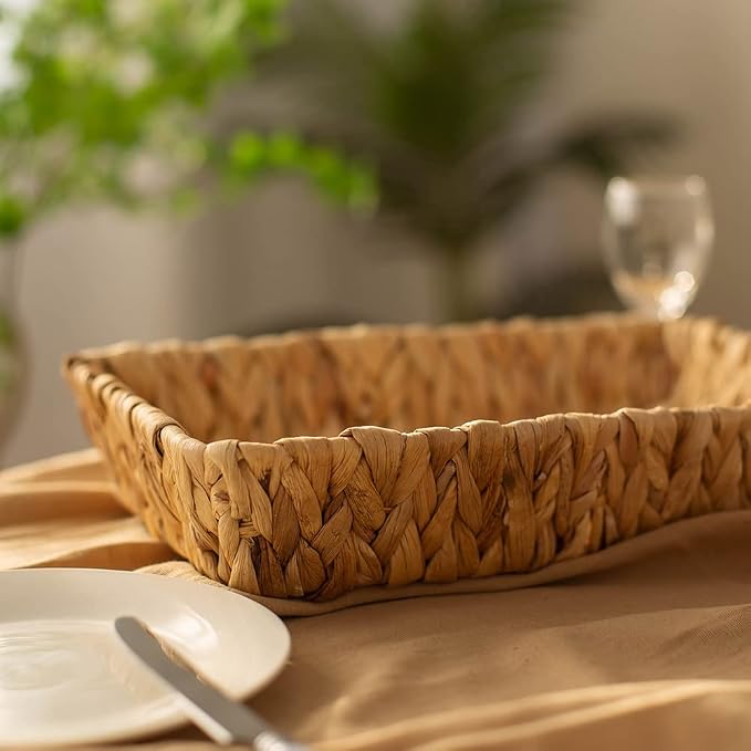 Fruit Tray, Grass Weaving Storage Bins for Fruit or Tea,Arts and Crafts. (RectangleC-1PC)