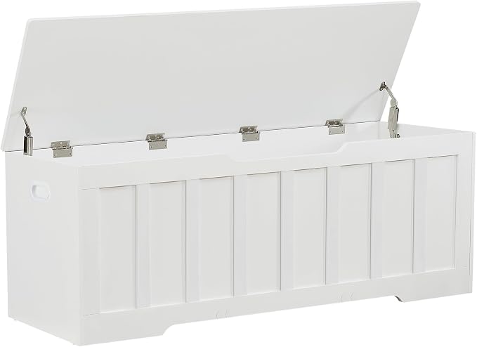 VANKILEY 51.2" Storage Chest Extra Large,Wooden Storage Bench,White | Chest with 2 Safety Hinges, 51.2*15.7*19.1inches, Wooden Trunk for Bedroom, Livingroom,Entryway,Easy Assembly.