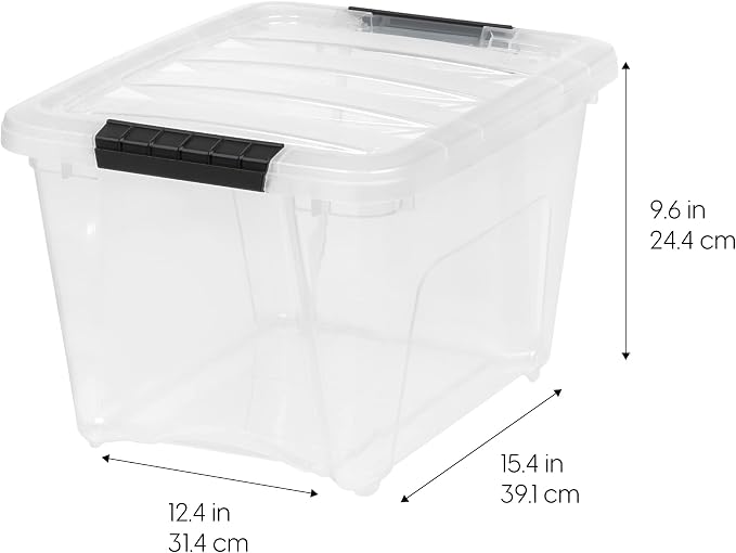 IRIS USA 4-Pack 19 Quart Storage Bins with Lids, Clear | Transparent design makes contents easy to find. Great for linens, décor, closet storage, and supplies. Nestable design saves