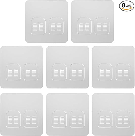 8 Pack Shower Caddy Adhesive Replacement, Strong Adhesive Double Hooks for Shower Shelf, Waterproof Adhesive Hooks, No Drilling, for Bathroom Shelves, Kitchen Racks and Soap Holder