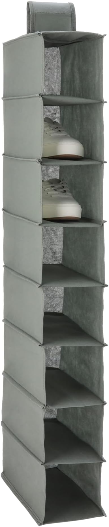 Amazon Basics 8-Tier Hanging Closet Shelf Shoe Organizer, Space Saving Storage, Foldable, 11.5 x 41 x 5.5 in, Dark Grey | for Closet Storage
