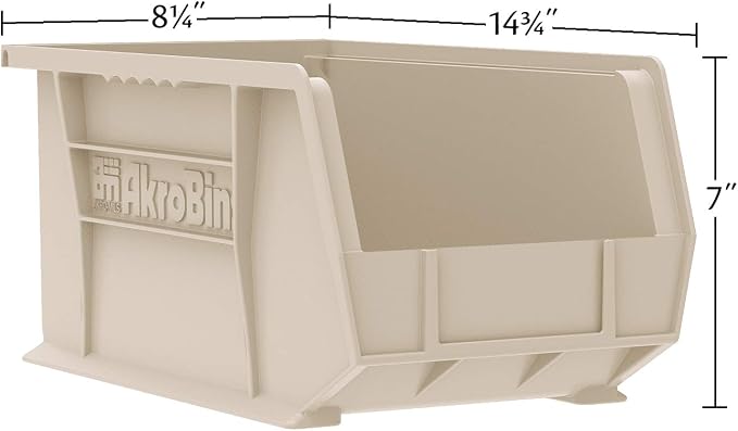 Akro-Mils 30240 AkroBins Plastic Storage Bins, 15"x8"x7", Green, 12-Pack | Space-Saving Stackable Bins for Garage, Pantry, Craft Organization