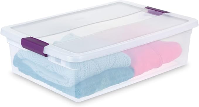 Sterilite 24-Pack 32 Quart ClearView Latch Box, Stackable Organizer Bins with Latching Lids - Clear Plastic Organization Containers for Closet, Bedroom, Shelving Units and Everyday Home Storage