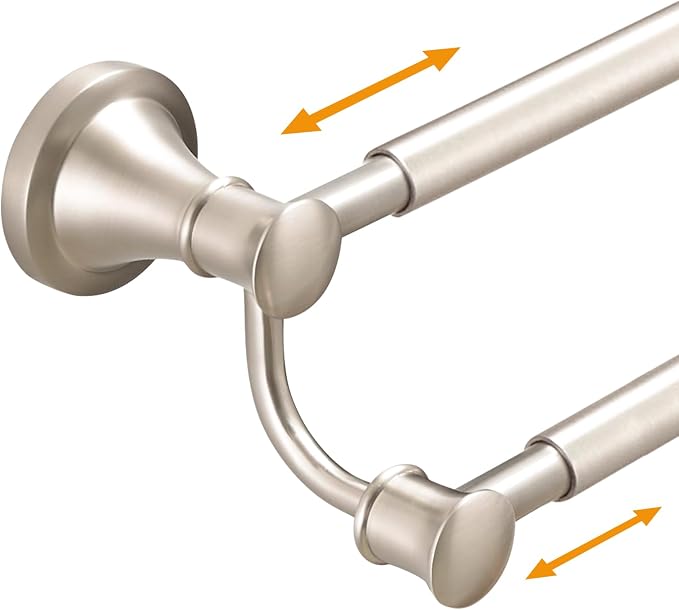 Hoimpro Double Towel Bar Towel Rack for Bathroom Wall Mount Brushed Nickel | Adjustable 16-26 In,Wall Mounted Towel Holder, Stainless Steel, Rustproof, Towel Bar Rod Hanger Hardware Accessories Hotel