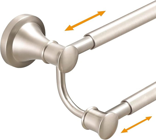 Hoimpro Double Towel Bar Towel Rack for Bathroom Wall Mount Brushed Nickel | Adjustable 16-26 In,Wall Mounted Towel Holder, Stainless Steel, Rustproof, Towel Bar Rod Hanger Hardware Accessories Hotel