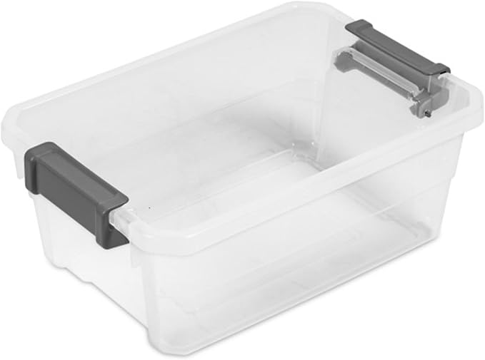 Sterilite 18-Pack Modular Stacker Box, Durable Clear Plastic Storage Bins with Latching Lids, 16 Quart - Stackable Organizing Container Boxes for Closet, Bathroom, and Office