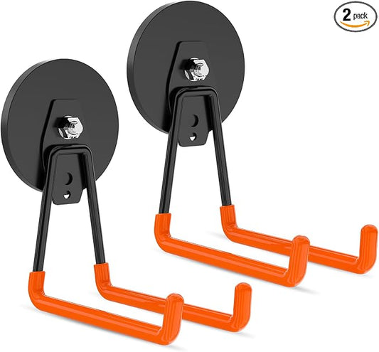 ENUODA Strong Magnetic Hooks Heavy Duty Neodymium Magnet Tool Holder Large Magnet Garage Hooks for Hanging Broom, Mop, Shovel, Drill, Toolbox, Locker, Container, Tool Chest, 2PCS