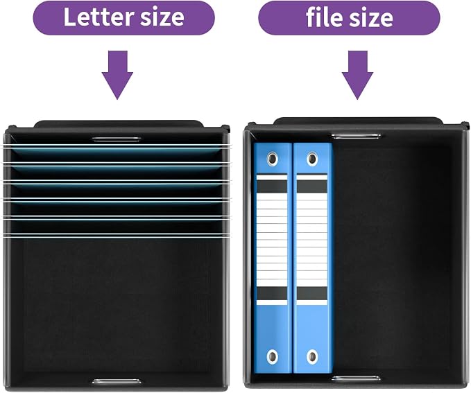 File Organizer Box with Lids, Collapsible File Folder Organizer | File Box with Plastic Slides for Office Document Storage, Filing Bin for Letter Size Hanging File Folders (1 Pack, Purple)